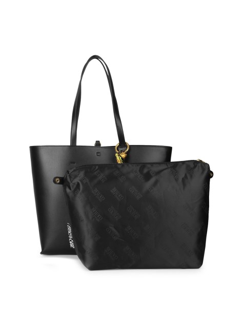 

Versace Jeans Couture Black Oversized Shopper Shoulder Bag with Cut Work