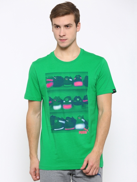 Puma Men Green Sneaker Photo Printed T-Shirt available at myntra for Rs.449