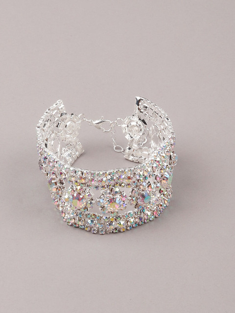 

ODETTE Women Silver-Toned & White Wraparound Bracelet