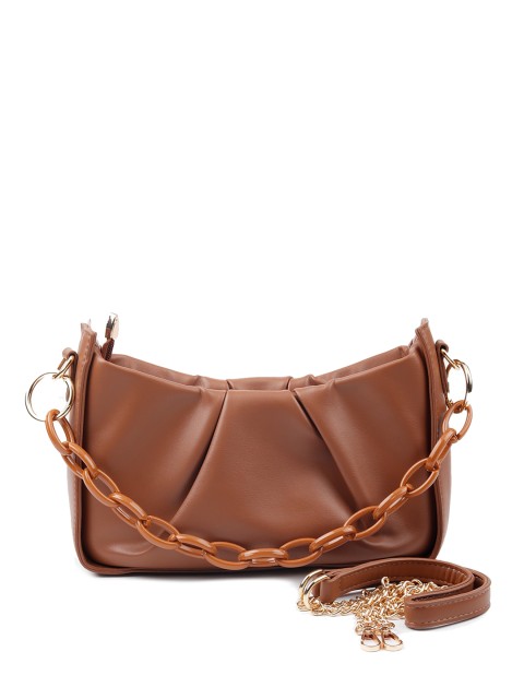 

ODETTE Women Brown Textured Leather Structured Shoulder Bag