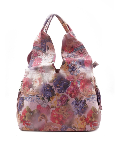 

ODETTE Pink Textured Leather Structured Handheld Bag with Tasselled
