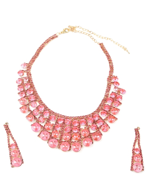 

ODETTE Pink Stone-Studded Jewellery Set