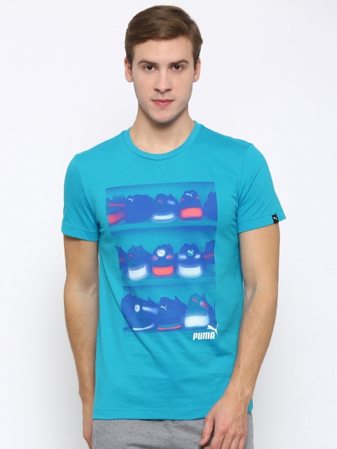 Puma Blue Sneaker Photo Printed Slim Fit T-shirt available at myntra for Rs.599