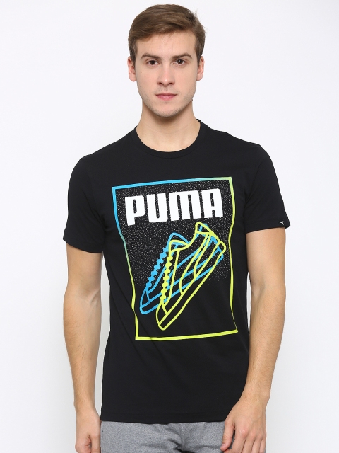 Puma Men Black Sneaker Lines Printed Slim Fit T-shirt available at myntra for Rs.974