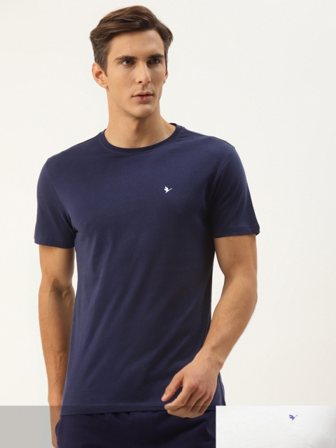 

AM SWAN Men Pack of 2 Solid T-shirts, Navy blue