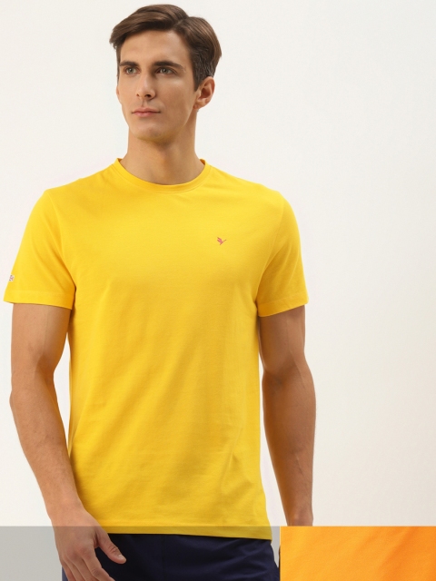 

AM SWAN Men Pack of 2 Solid T-shirts, Yellow