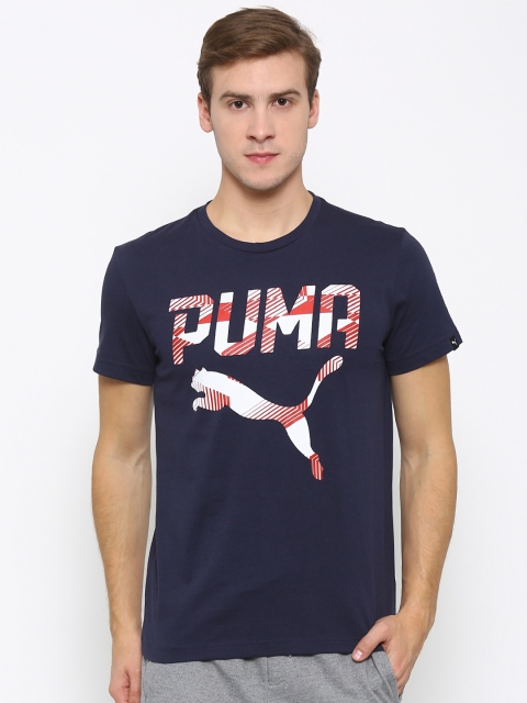 

Puma Navy Printed Brand Slim Fit T-shirt, Navy blue