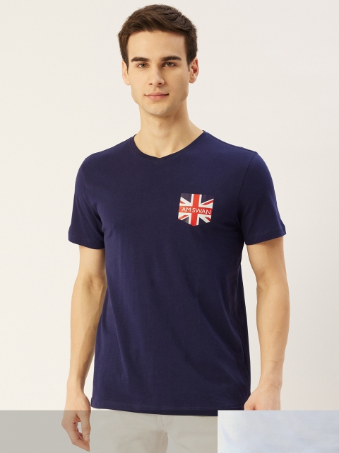 

AM SWAN Men Pack of 2 Solid T-shirts, Blue