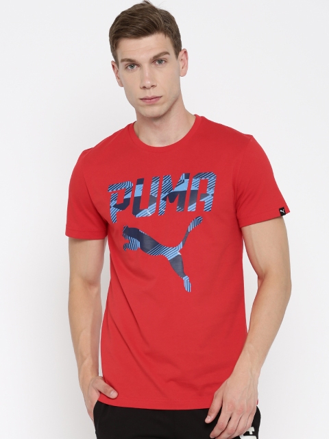 

Puma Men Red Brand Printed Round Neck T-shirt
