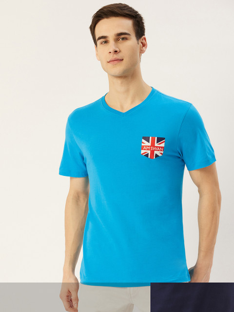 

AM SWAN Men Pack of 2 Solid T-shirts, Blue