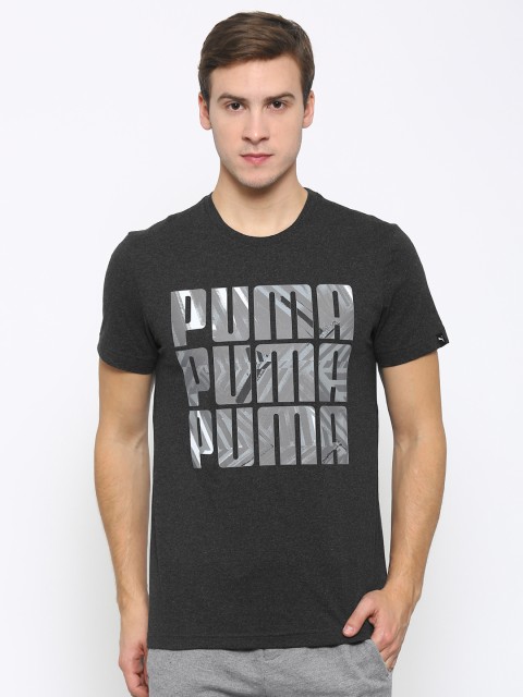 

Puma Men Charcoal Grey X3 Printed Slim Fit T-shirt