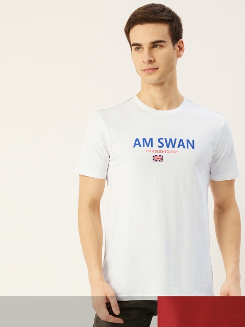 

AM SWAN Men Pack of 2 Printed T-shirts, White