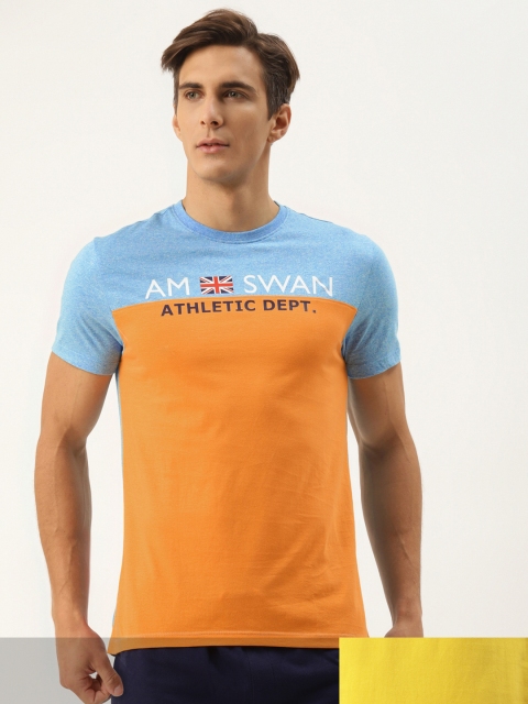 

AM SWAN Men Pack of 2 Printed T-shirts, Orange