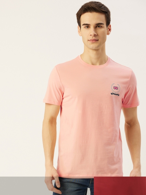 

AM SWAN Men Pack of 2 Solid T-shirts, Peach