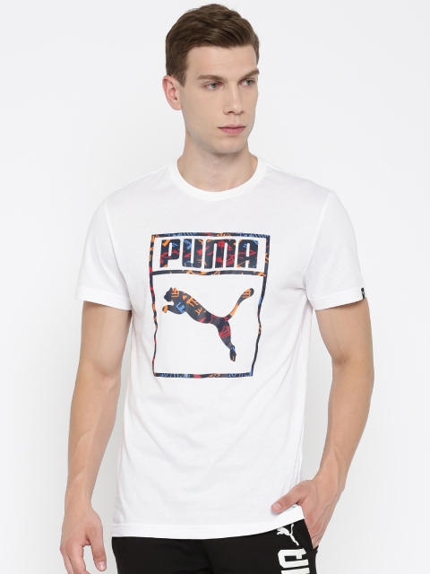 

Puma Men White Logo Camo Printed Round Neck T-shirt