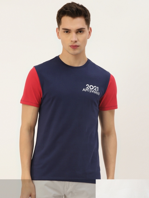 

AM SWAN Men Pack of 2 Printed T-shirts, Navy blue