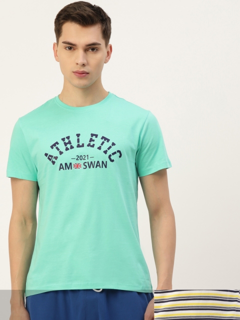 

AM SWAN Men Pack of 2 Printed T-shirts, Blue