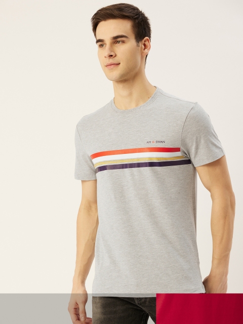 

AM SWAN Men Pack of 2 Printed T-shirts, Red