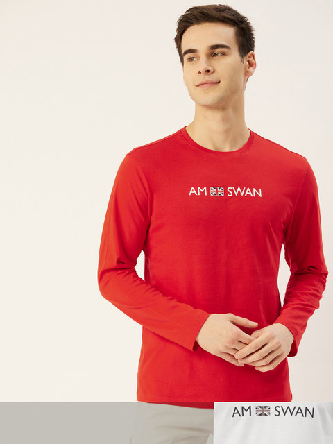 

AM SWAN Men Pack of 2 Printed T-shirts, White