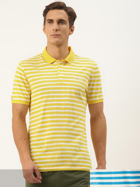 

AM SWAN Men Pack of 2 Striped T-shirts, Yellow