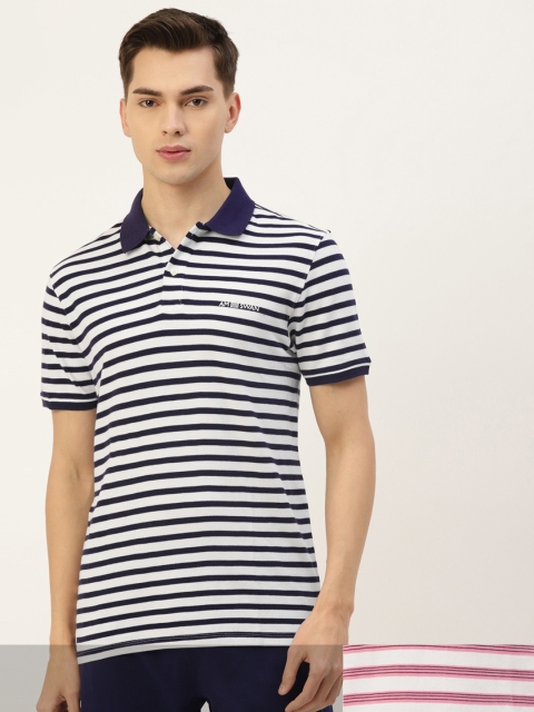 

AM SWAN Men Pack of 2 Striped T-shirts, Red