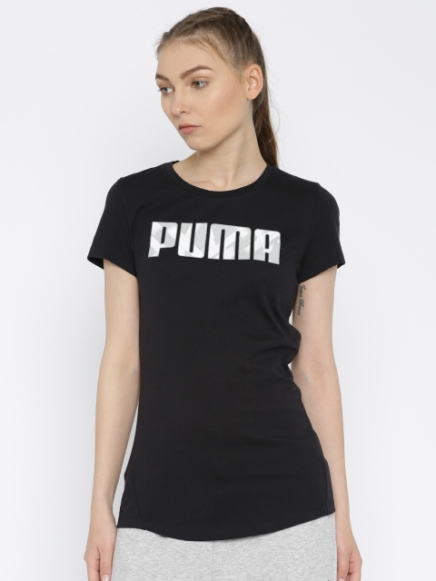 

Puma Women Black Elevated Printed Regular Fit Round Neck T-shirt