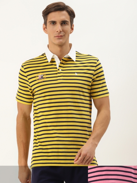 

AM SWAN Men Pack of 2 Striped T-shirts, Yellow