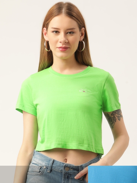 

AM SWAN Women Pack of 2 Crop T-shirts, Blue