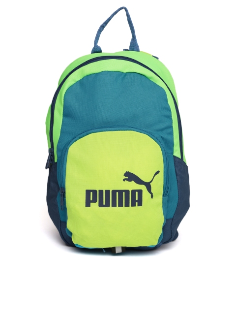 

Puma Unisex Blue & Green Phase Small Colourblocked Backpack