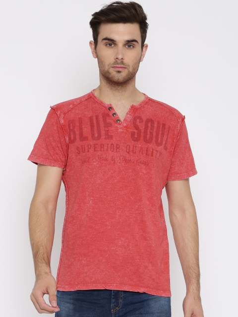 

Pepe Jeans Men Red Slim Fit Printed Pure Cotton T-shirt