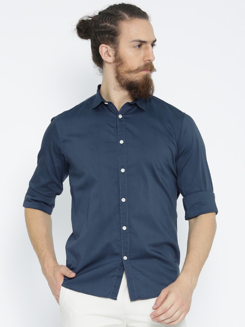 

Pepe Jeans Men Navy Slim Fit Solid Casual Shirt, Navy blue