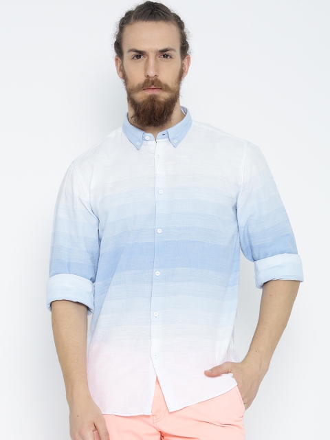 

Pepe Jeans Men White Slim Self-Checked Casual Shirt
