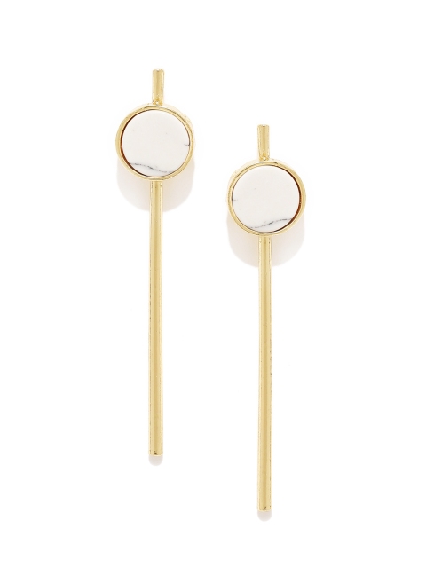 

ToniQ Gold-Toned & Grey Beaded Drop Earrings