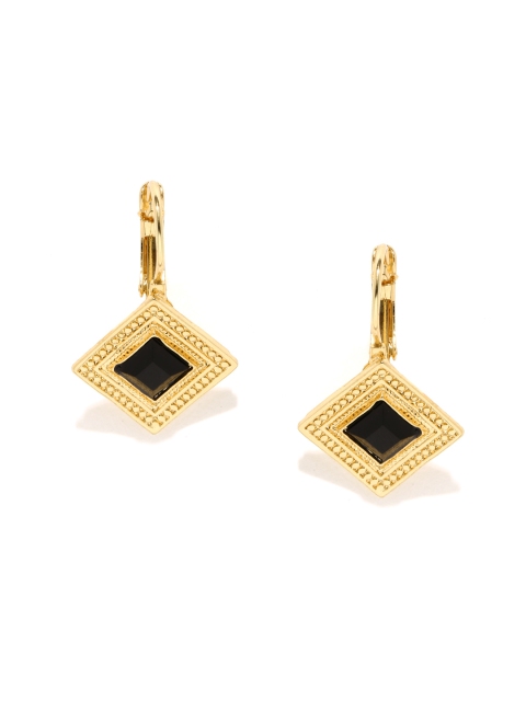 

ToniQ Gold-Toned & Black Textured Drop Earrings