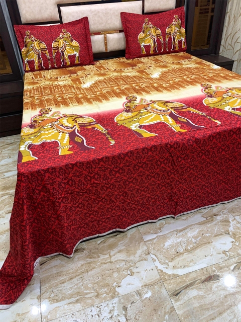 

Pure Decor Red & Brown 400 TC King Bedsheet with 2 Pillow Covers