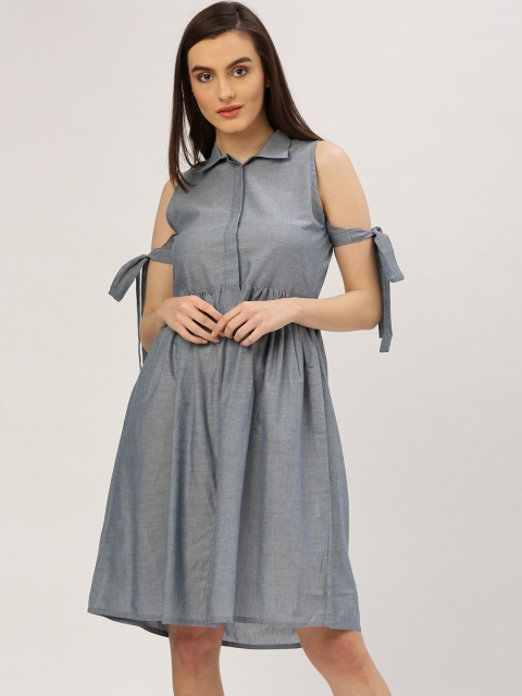 

Jaipur Kurti Women Blue Solid Cotton Fit & Flare Dress