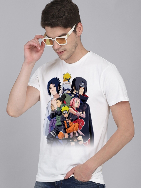 

Free Authority Men White Naruto Printed White Tshirt