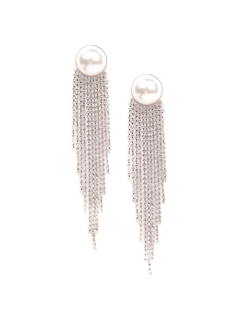 

ODETTE Silver-Toned Classic Tasselled Drop Earrings