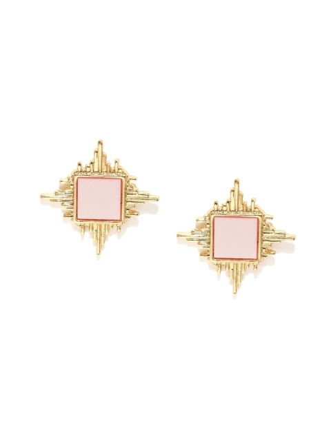 

ToniQ Gold-Toned & Peach-Coloured Oversized Stud Earrings