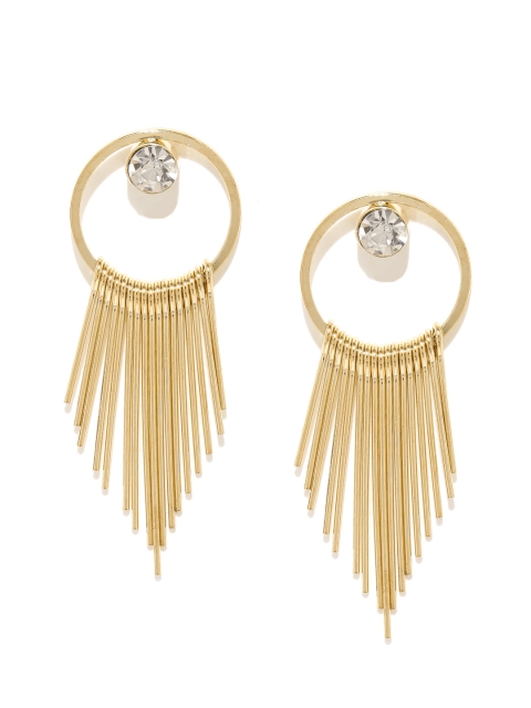 

ToniQ Gold-Toned Stone-Studded Drop Earrings