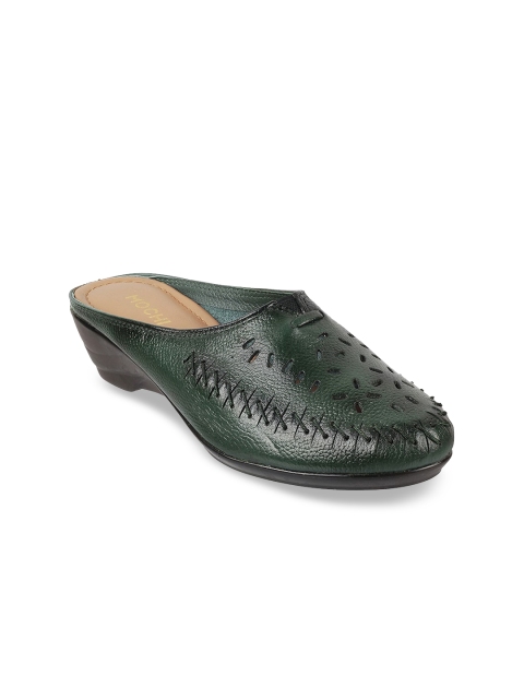 

Mochi Green Platform Mules with Laser Cuts