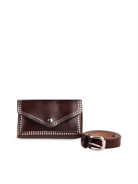 

ODETTE Brown Leather Embellished Waist Pouch