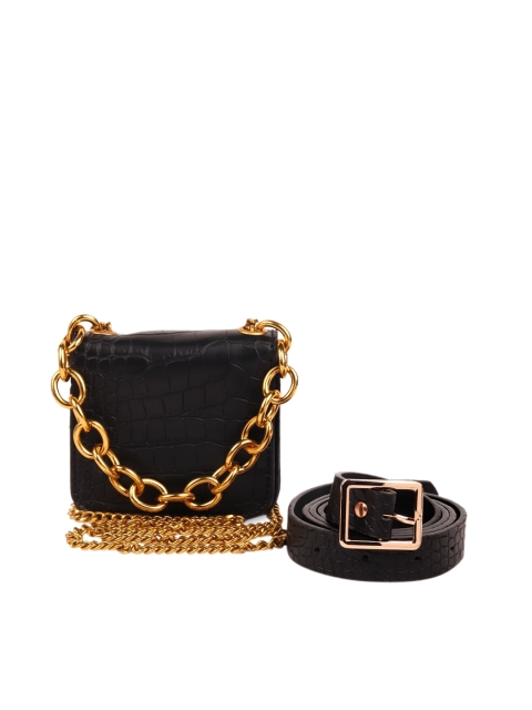 

ODETTE Black Leather Structured Sling Bag