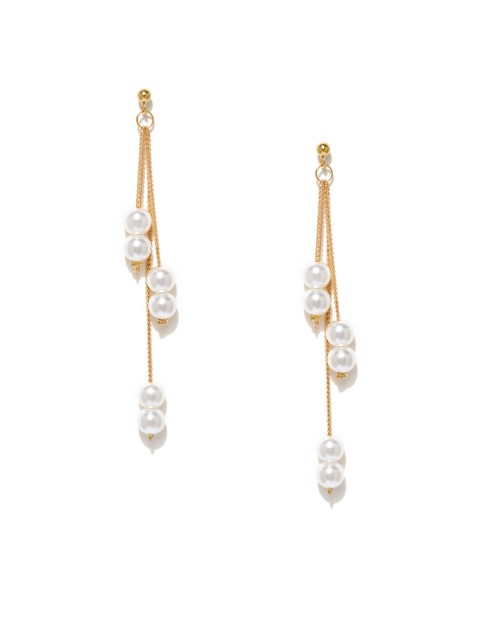 

ToniQ Gold-Toned & White Drop Earrings