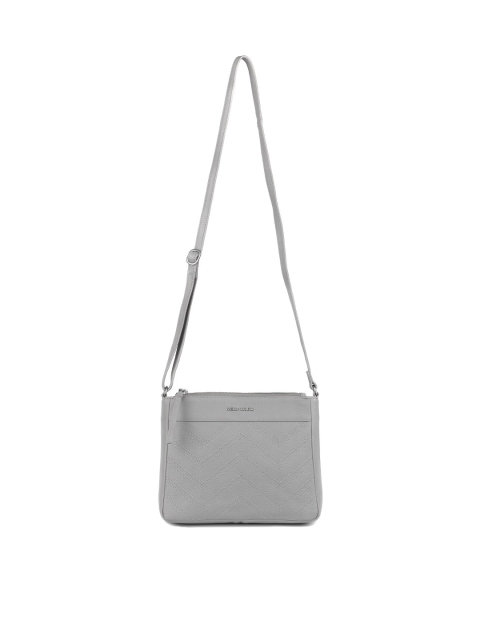 

PELLE LUXUR Grey Textured Leather Structured Sling Bag
