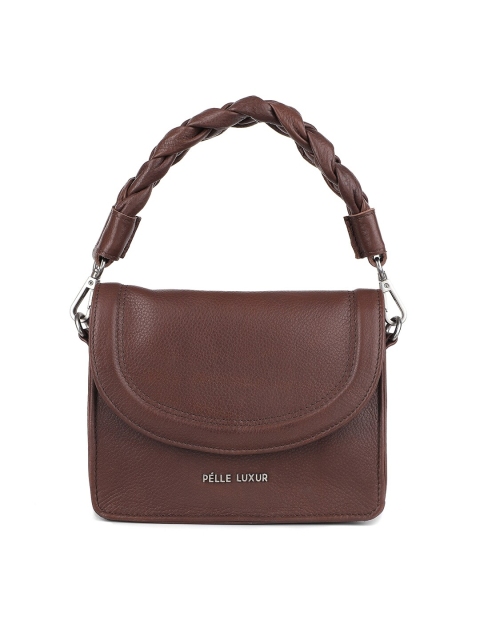 

PELLE LUXUR Brown Leather Structured Sling Bag