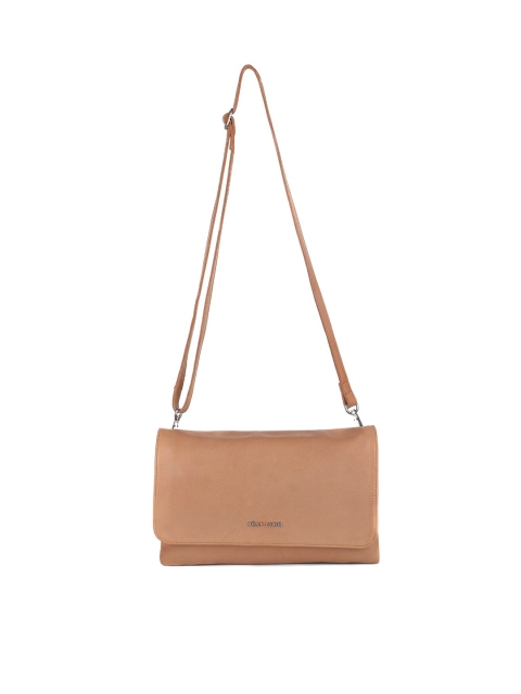 

PELLE LUXUR Camel Brown Leather Structured Sling Bag