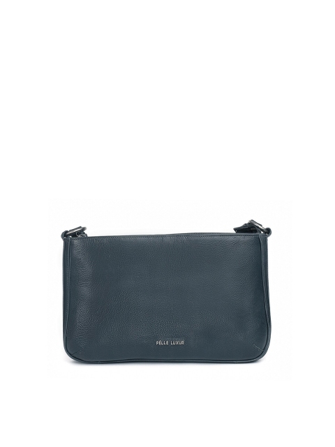 

PELLE LUXUR Grey Leather Structured Sling Bag