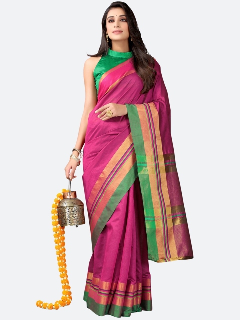 

KALINI Rose Pink & Golden Woven Design Zari Mangalagiri Saree