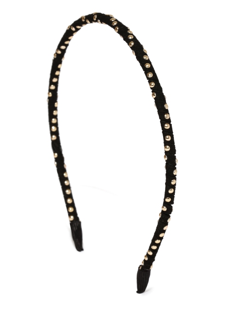 

ToniQ Black & Gold-Toned Metallic Studded Hairband